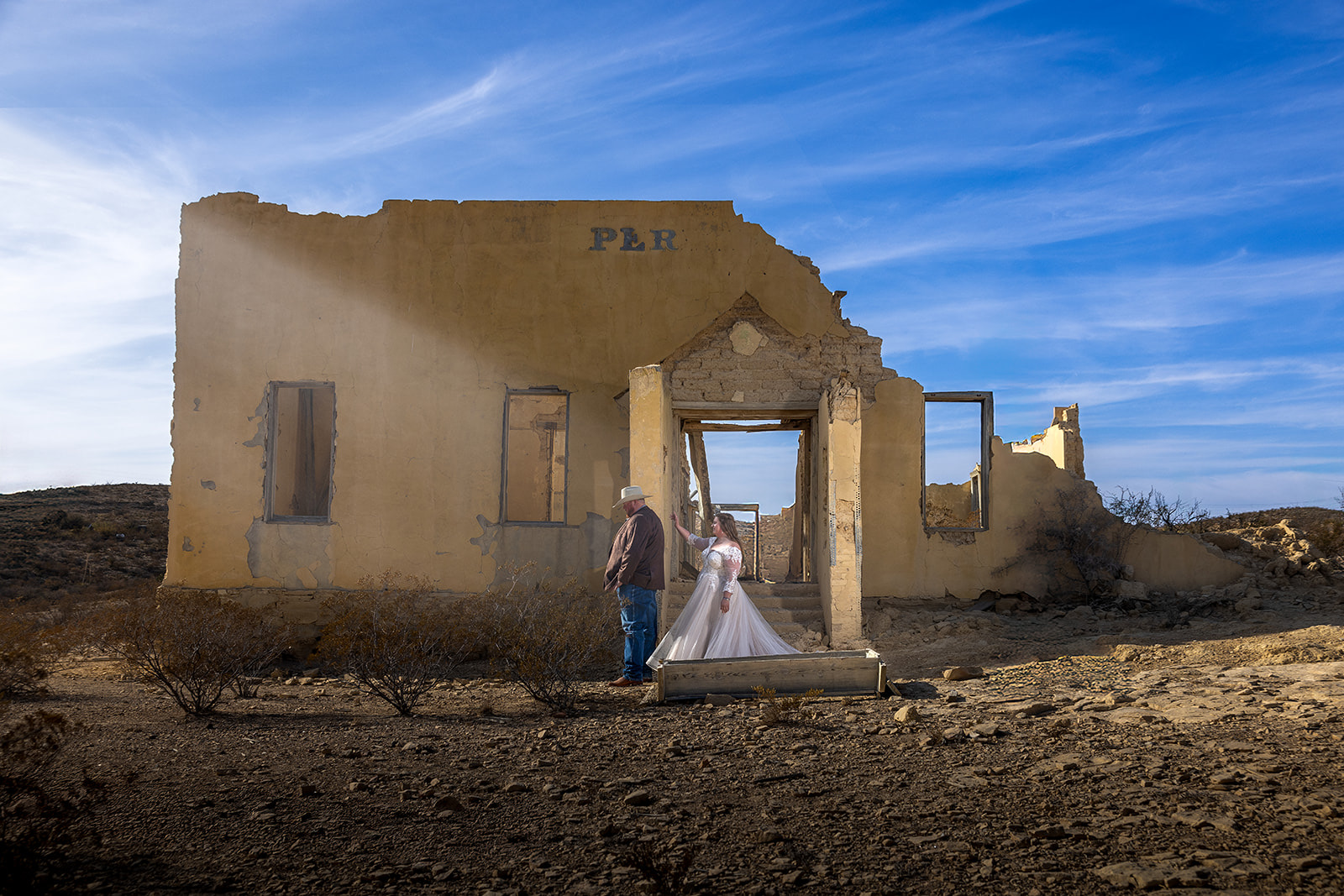 Wedding at a Terlingua ghost town ruin in Big Bend by GR Weddings