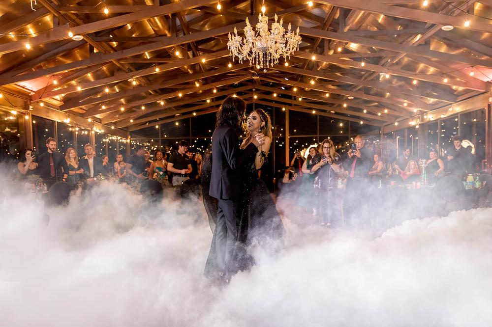First dance in the fog at a Texas wedding by GR Weddings