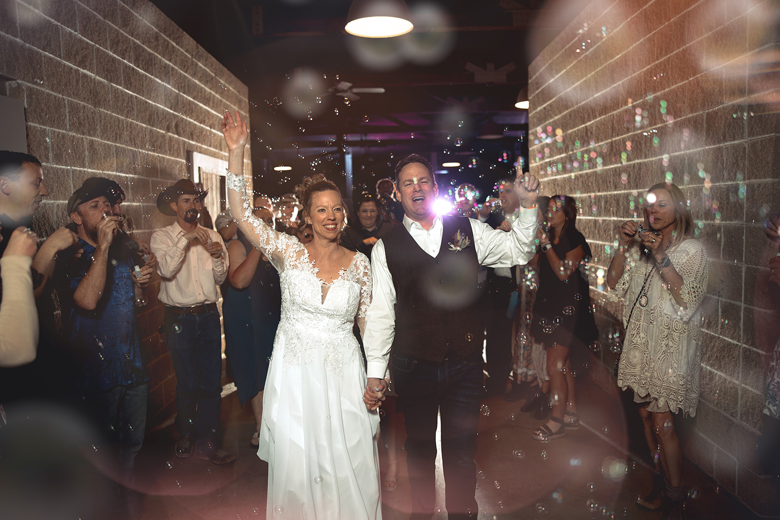 Sparkler exit at the end of a Kerrville wedding by GR Weddings