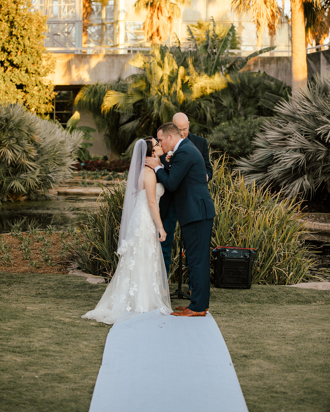 Golden hour recessional in the gardens at the San Antonio Botanical Garden by GR Weddings