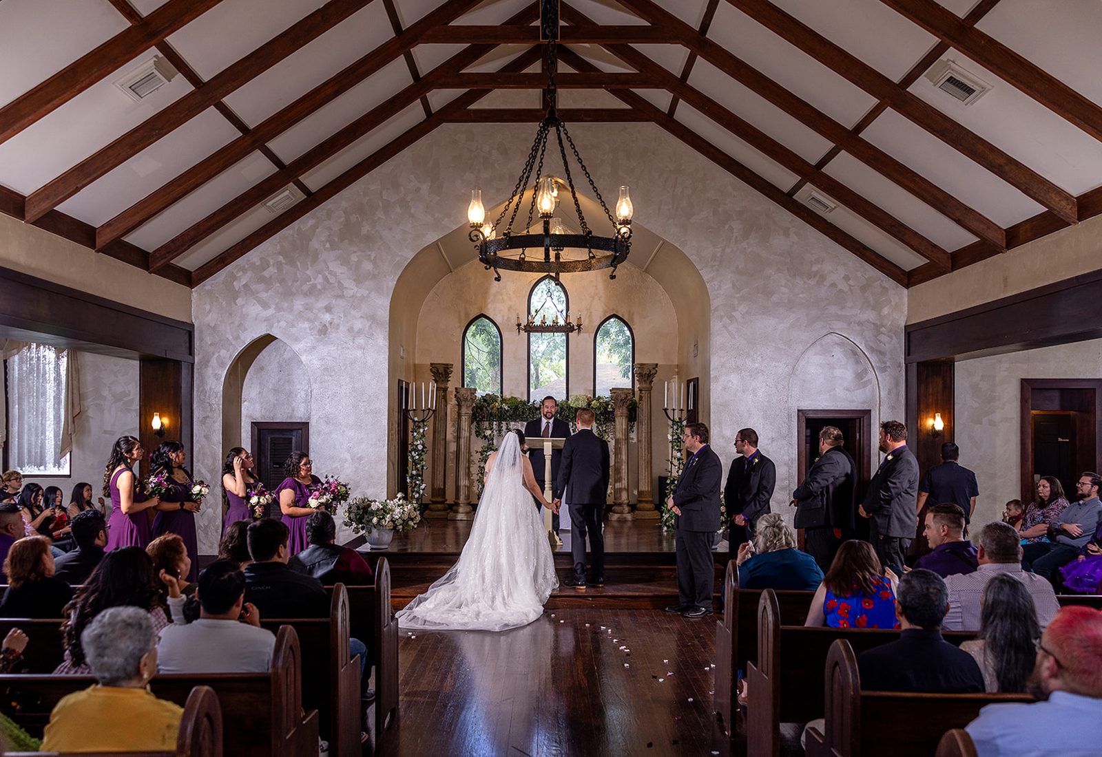 Wedding ceremony in the stone chapel at Spinelli's in Comfort, Texas, photographed by GR Weddings