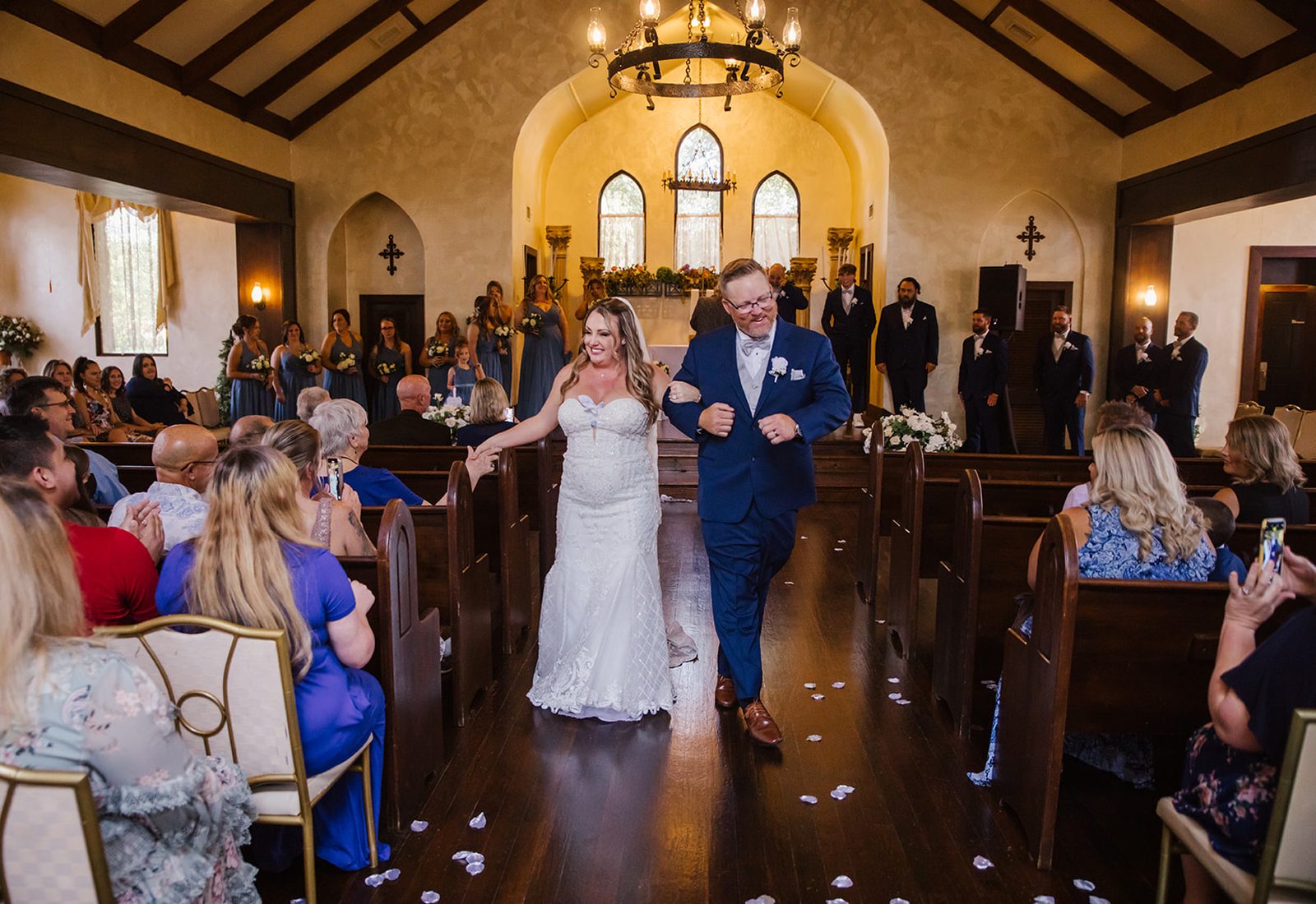 Wedding recessional in the chapel at Spinelli's in Comfort by GR Weddings